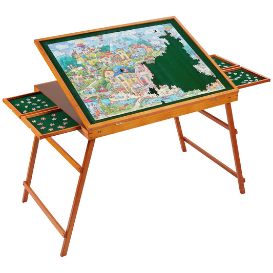 Foldable Jigsaw Puzzle Table with Drawers and Cover - 1500 Pieces