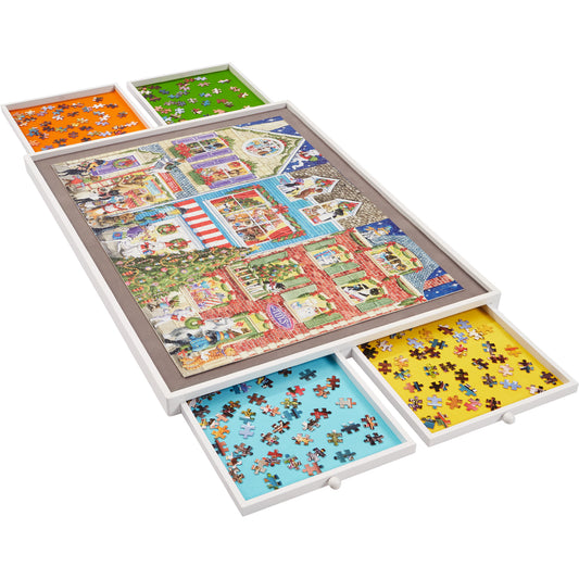Spinning Jigsaw Puzzle Board with Drawers - 1000 Pieces - Plastic Cover